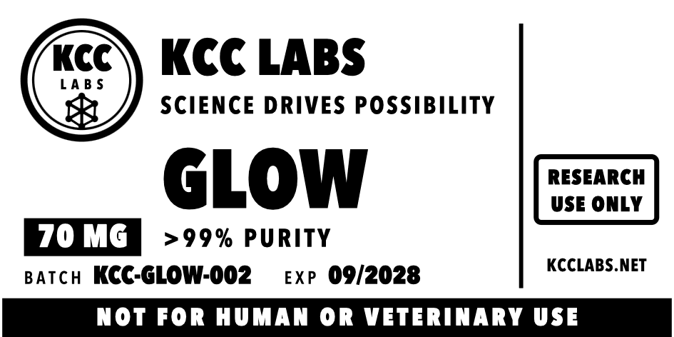 Supplied Glow label, batch KCC-GLOW-002. Check the current COA status.